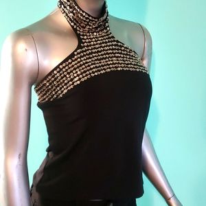 Y2K Black Halter Top. Size L read descript…